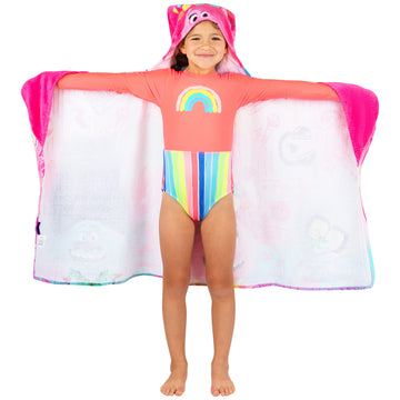 Franco Kids Bath And Beach Cotton Terry Hooded Towel Wrap, 24 In X 50 In, Dreamworks Trolls