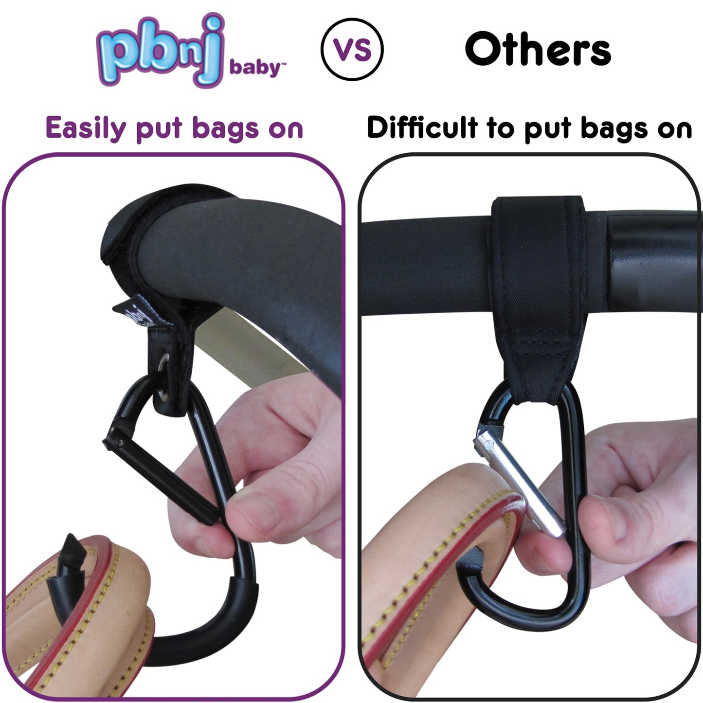 Stroller Hooks For Hanging Diaper Bags - Mommy Stroller Clip And Stroller Accessories Organizer Hook - Large Carabiner Clips For