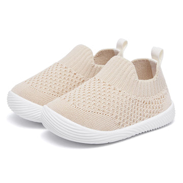 Morendl Toddler Shoes Baby Walking Sock Shoes Non-Slip Breathable Boys & Girls Sneakers Infant Tennis Shoes Khaki 9-12Months