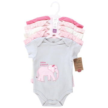 Touched By Nature Unisex Baby Organic Cotton Bodysuits, Pink Peanut, 6-9 Months
