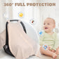 Boryokun Baby Car Seat Cover Muslin Infant Carseat Canopy, Peekaboo Opening Car Seat Covers, Unisex Large Universal Fit Lightwei
