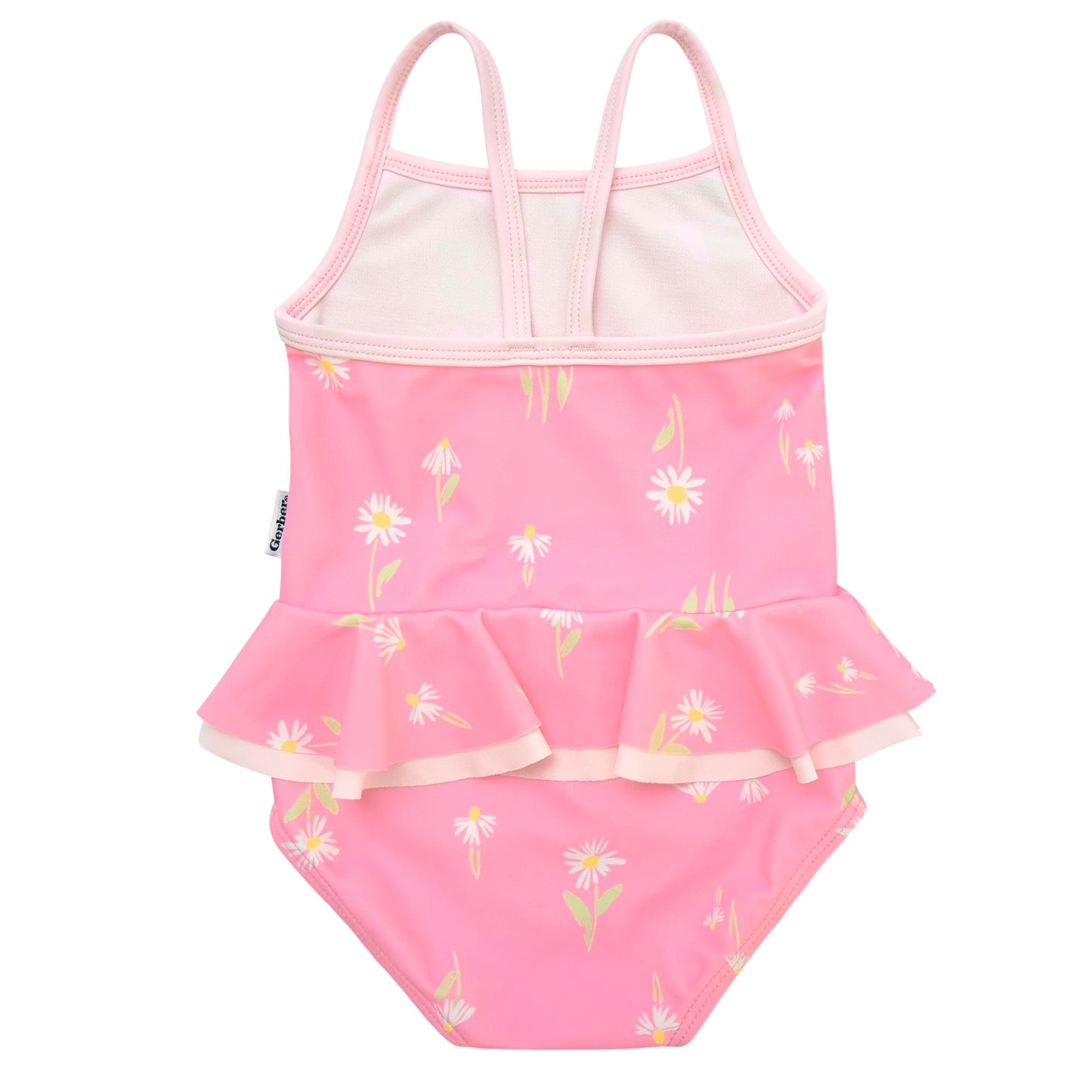 Gerber Girls' One-Piece Swimsuit, Pink Daises, 6-9 Months