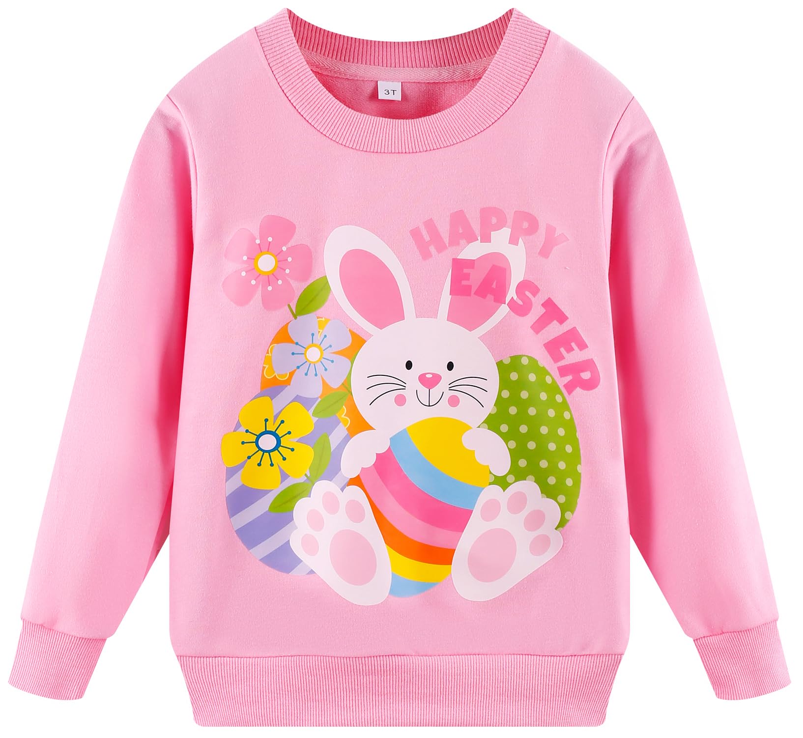 Akyzic Girl'S Bunny Long Sleeve Easter Crewneck Sweater - Pink Shirt - Toddler Size 7T