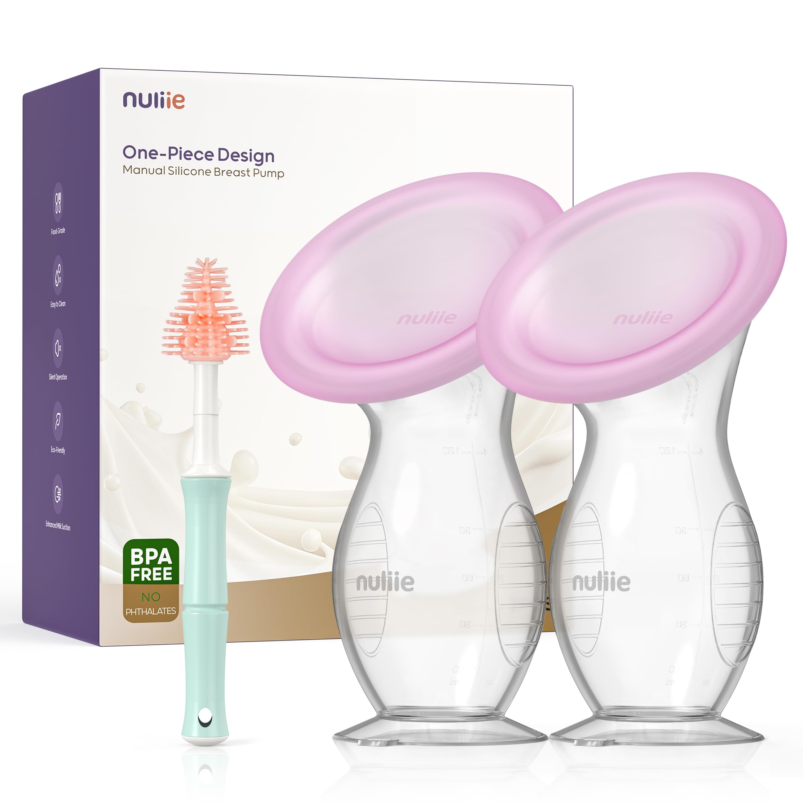 Nuliie 2Pcs Silicone Manual Breast Pump With Leak-Proof Lid & Suction – Cutebaby WBCBBB0DSKQGFW9