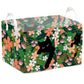Cute Black Cat Flowers Storage Basket with Handles, Cats Gift Hamper for Pet Owners, Bin for Pet Lovers, Box for Organizing Clot