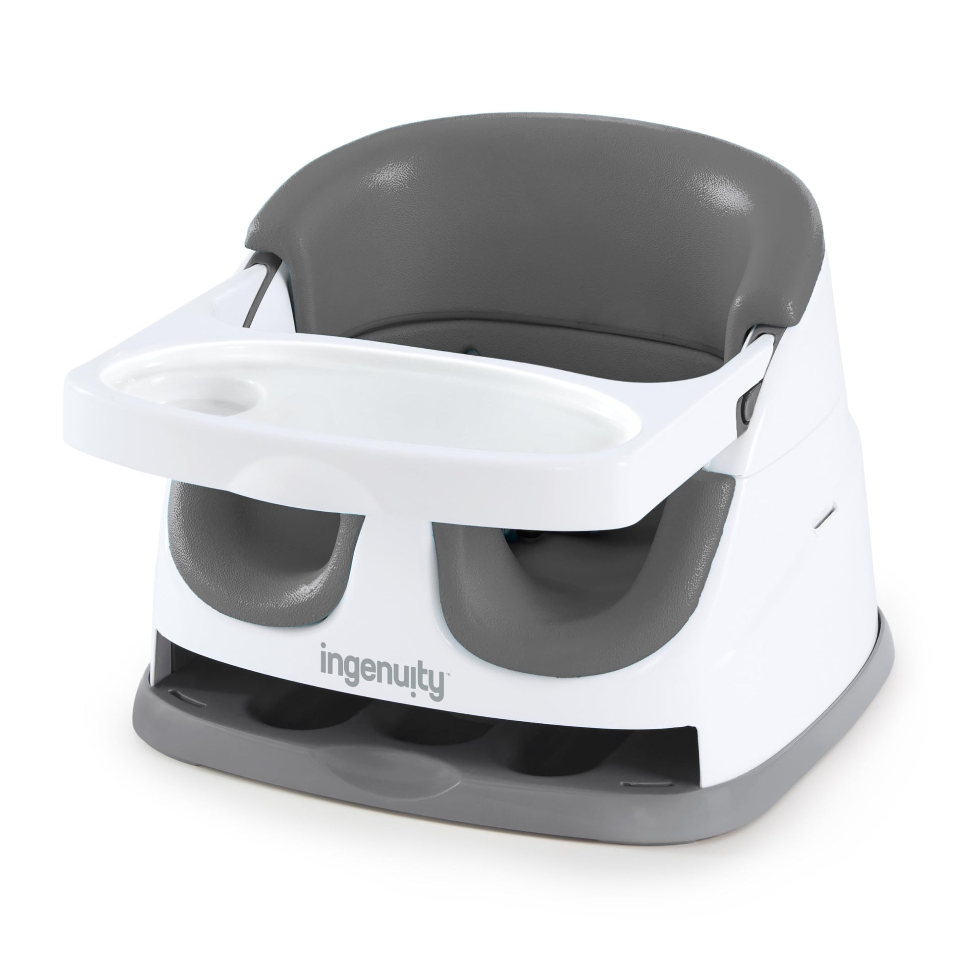 Ingenuity Baby Base 2-In-1 Booster Feeding And Floor Seat With Self-Storing Tray - Slate