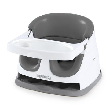 Ingenuity Baby Base 2-In-1 Booster Feeding And Floor Seat With Self-Storing Tray - Slate