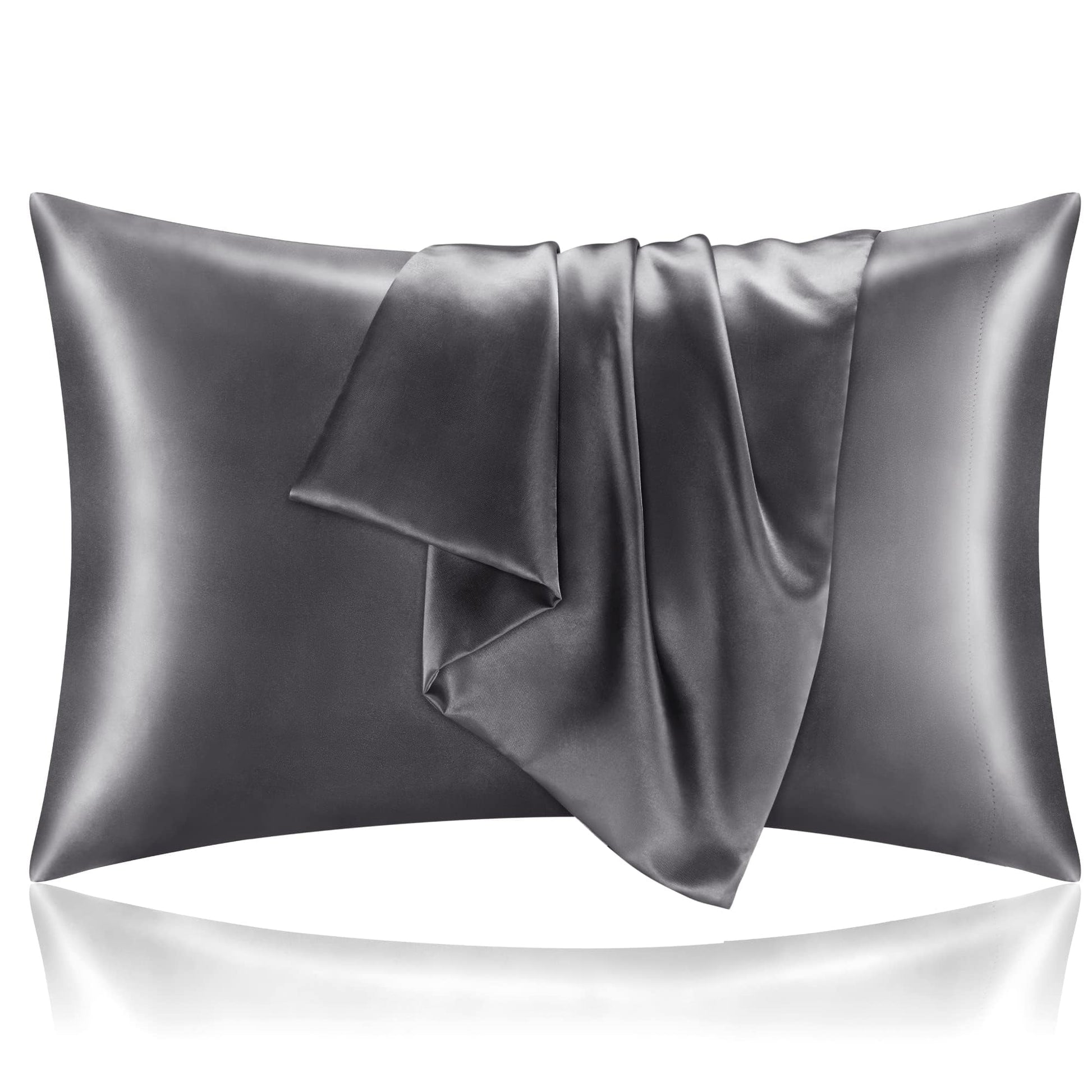 Bedelite Toddler Pillowcases 13X18 Inches - Super Soft And Silky Satin Pillowcase For Hair And Skin 2 Pack, Dark Grey Cooling Pi
