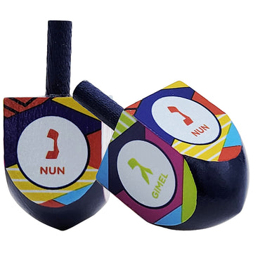 The Dreidel Company Multi Colored Hand Painted Wooden, The Hanukkah Game, Let'S Play Dreidel (100-Pack)