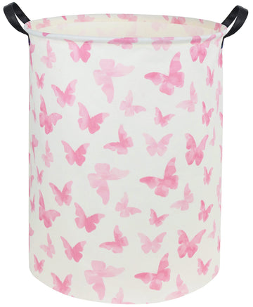 Tibaolover Butterfly Pink Basket Baby Girl Basket Kids Storage Basket Rectangular Cute Toy Storage Bin Organizer Shelf Book Bask