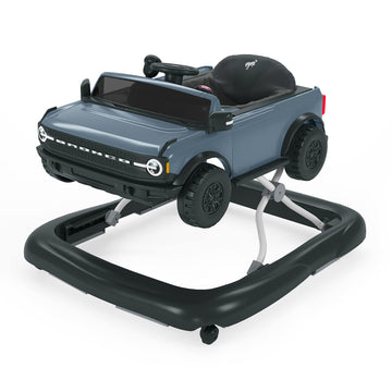 Bright Starts Ford Bronco 4-in-1 Blue Grey Baby Activity Center & Push Walker with Removable Interactive Steering Wheel -Toy, 6 