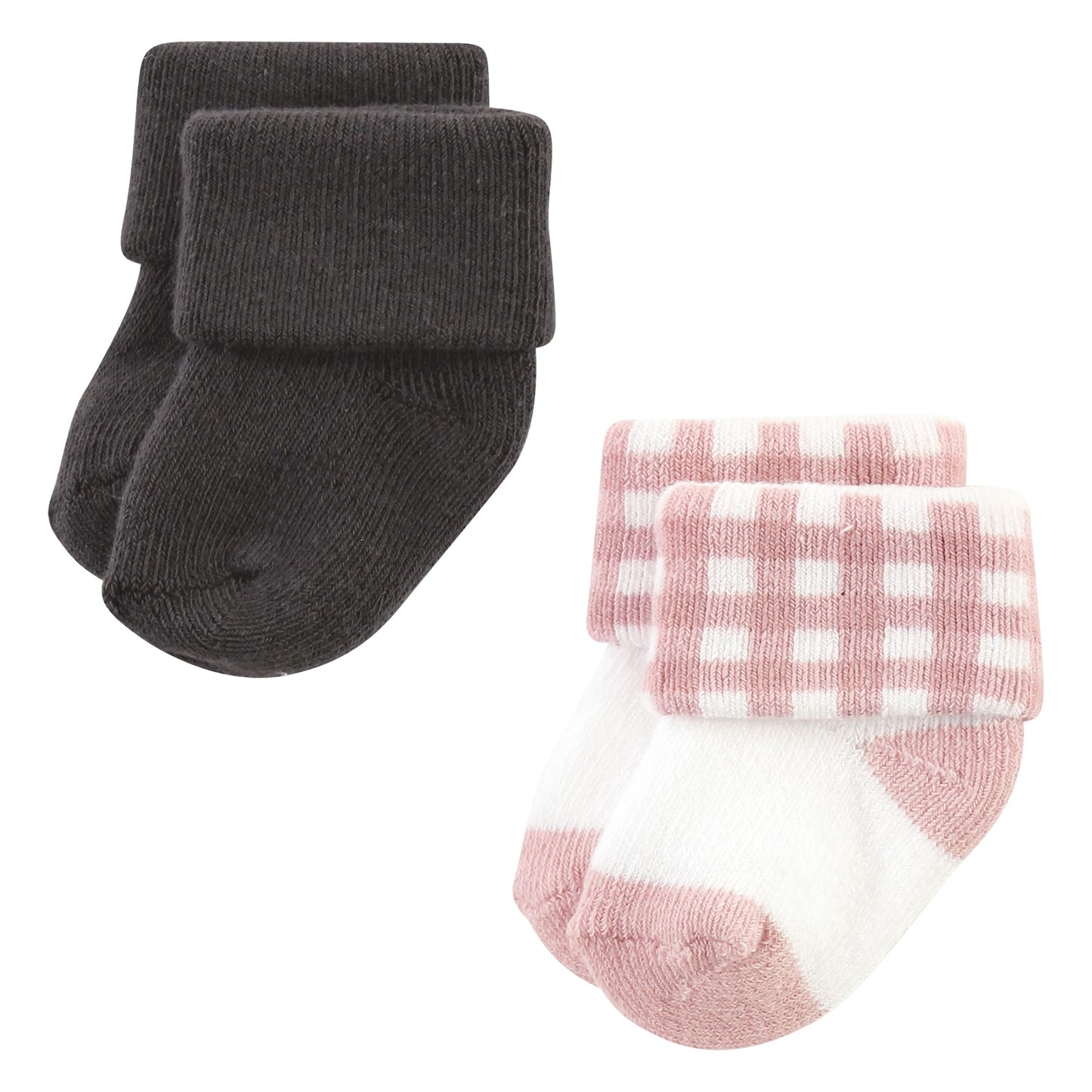 Hudson Baby Unisex Baby Cotton Rich Newborn And Terry Socks, Blush Flower, 0-6 Months