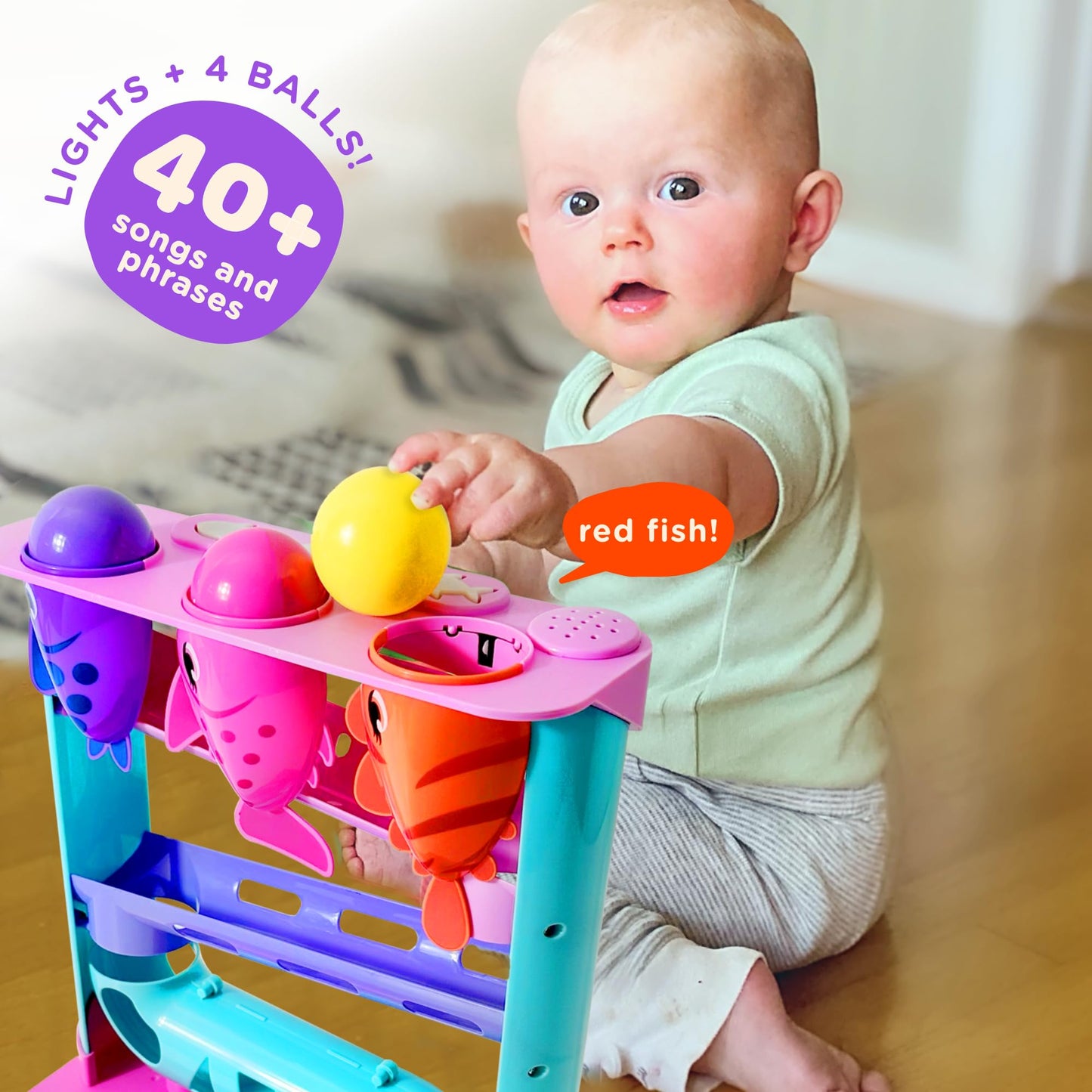 Move2Play, Feed The Fish, Interactive Toy for 1+ Year Olds, 6 to 12 Months, Baby Toy, Birthday Gift for Girls, 9-12 Months, 6 7