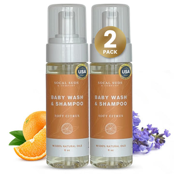 Socal Suds & Company - Organic Foaming Baby Wash & Shampoo - Gentle Cleansing Newborn Body & Hair Soap For Sensitive Skin - Clea