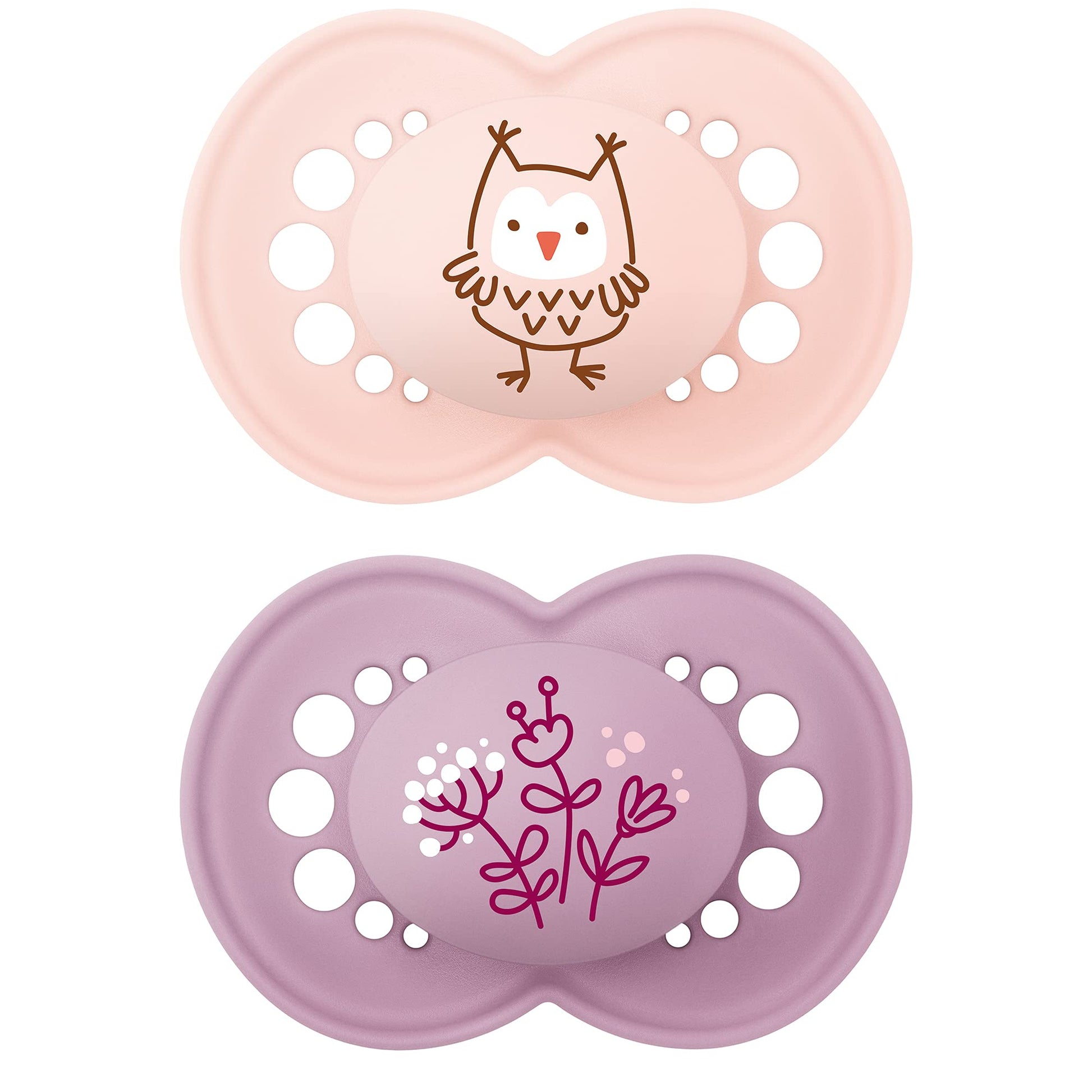 Mam Original Matte Baby Pacifier, Nipple Shape Helps Promote Healthy Oral Development, Sterilizer Case, 2 Pack, 16+ Months, Girl