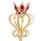 Pensoda Gold Pearl Rhinestone Scepter Festival Wand Pageant Costume Props (Gold-Red)