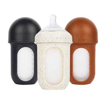 Boon Nursh Reusable Silicone Baby Bottles With Collapsible Silicone Pouch Design - Everyday Baby Essentials - 3 Count - Stage 2