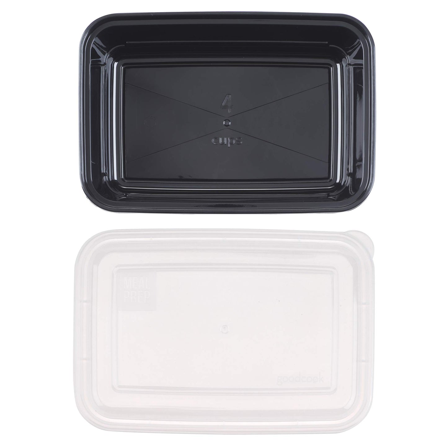 Goodcook Meal Prep Containers, Single Compartment 10-Pack, Bpa-Free Reusable Food Storage, Black, Microwave & Freezer Safe, Stac