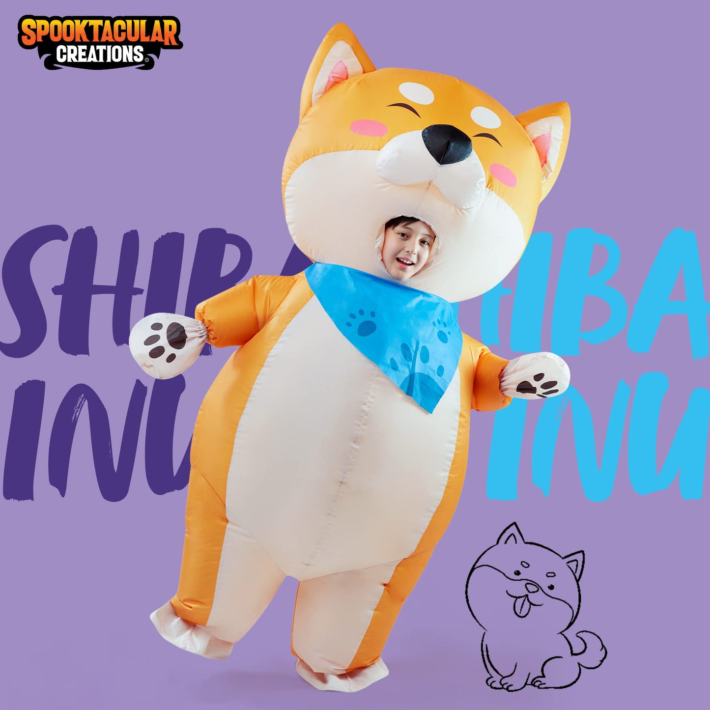 Spooktacular Creations Inflatable Costume For Kids, Shiba Inu Inflatable Dog Costume, Full Body Air Blow Up Costumes, Inflatable