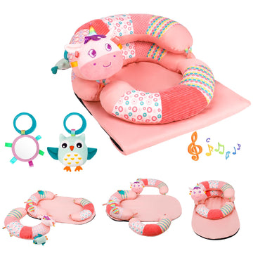 Blublu Park Sit Me Up Floor Seat With Detachable Support Pillow For Infant, 3-In-1 Tummy Time Mat And Baby Lounger To Prevent Re