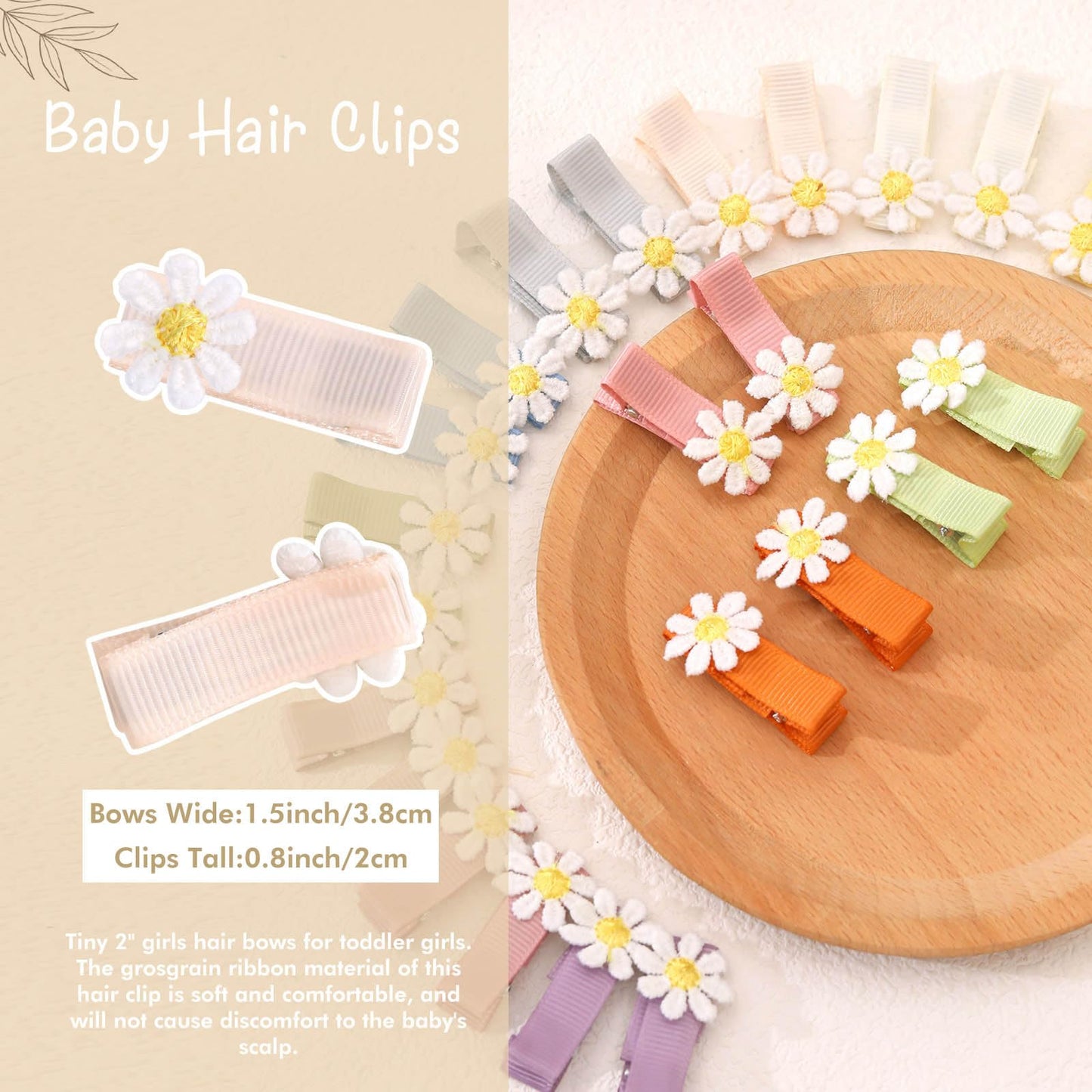 24Pcs 2Inch Oaoleer Baby Girls Fully Lined Hair Bows, Tiny Alligator Clips For Infants Toddlers - 12 Colors In Pairs (Style E)