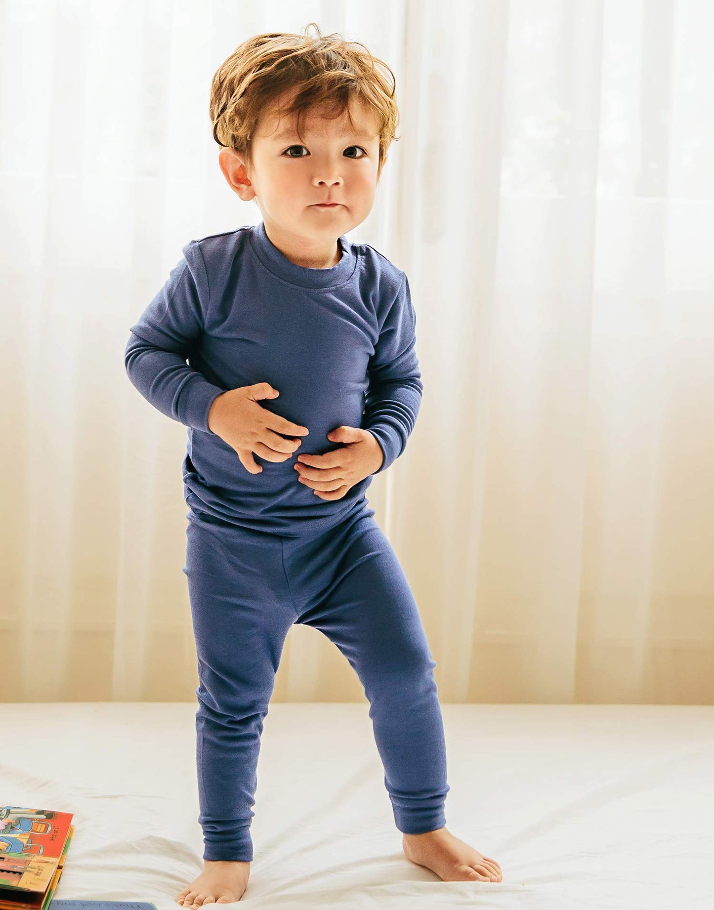 Vaenait Baby Kids Long Sleeve Modal Sleepwear Pajamas 2Pcs Set Modal Darkblue L