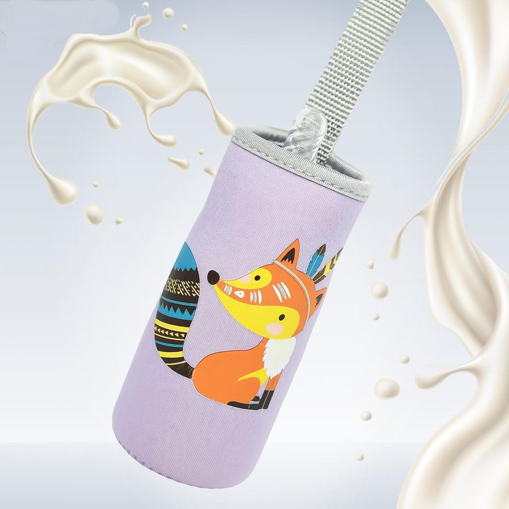 Joy Buzz Cute Animated Patterned Soft Stretchable Baby Feeding Bottle Cover With Easy To Hold Strap For 120Ml, 150Ml, 240Ml (Lev