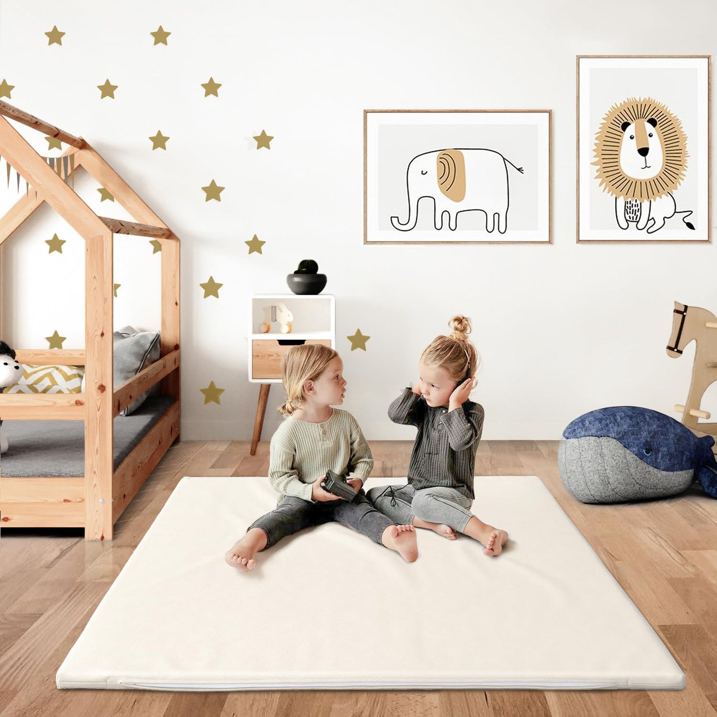 Padded Baby Play Mat - Thick Play Mat For Baby - Protective & Super Soft Non Toxic Vegan Leather Floor Mat For Baby Girls And Bo