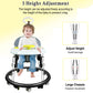 Foldable Baby Walker For Boys And Girls, 5-In-1 Baby Walker With Wheels, Adjustable Height Toddler Activity Walker With Music Tr