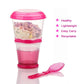 Inogih Cereal On The Go Cups Breakfast-Portable Drink-Cup Cereal To-Go Container-Cup With Spoon (Pink)