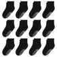 Hyzgb Toddler Boys Socks 3T-4T 5T 12 Pairs Toddler Socks With Grip Cotton Crew Non Slip Kids Socks For Little Boys Birthday Gift