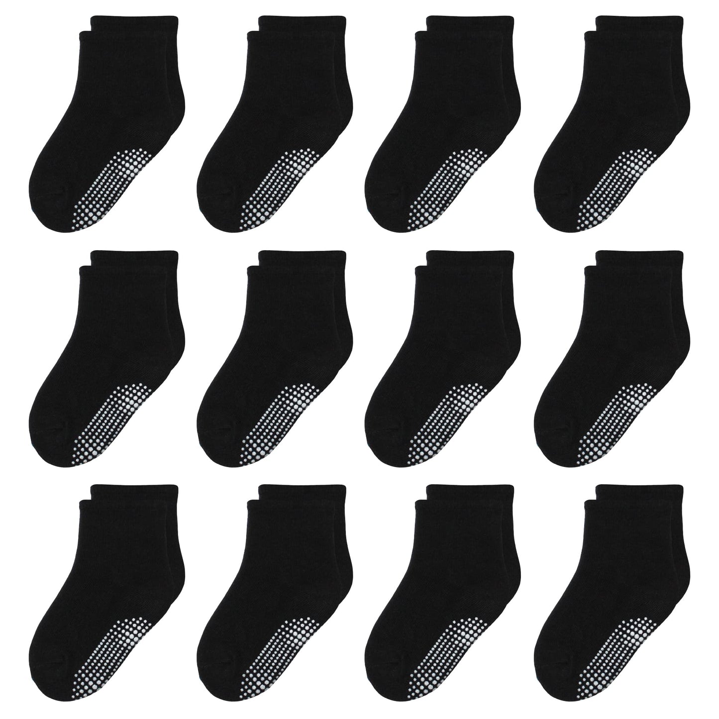 Hyzgb Toddler Boys Socks 3T-4T 5T 12 Pairs Toddler Socks With Grip Cotton Crew Non Slip Kids Socks For Little Boys Birthday Gift
