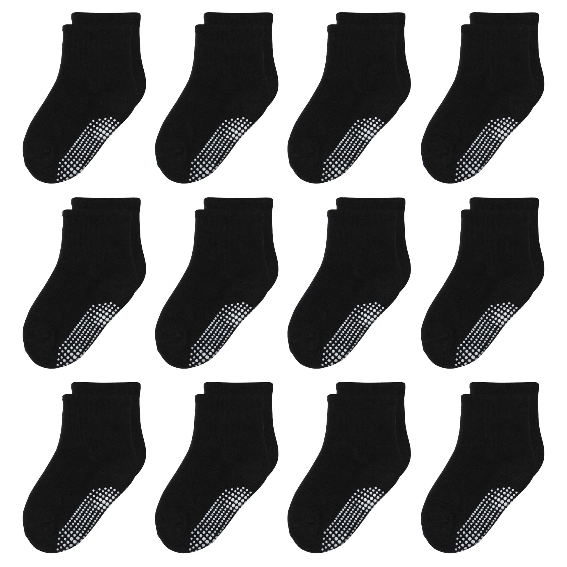 Hyzgb Toddler Boys Socks 3T-4T 5T 12 Pairs Toddler Socks With Grip Cotton Crew Non Slip Kids Socks For Little Boys Birthday Gift