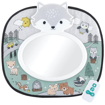 The Peanutshell Musical Baby Car Seat Mirror, Woodland Animals With Lights