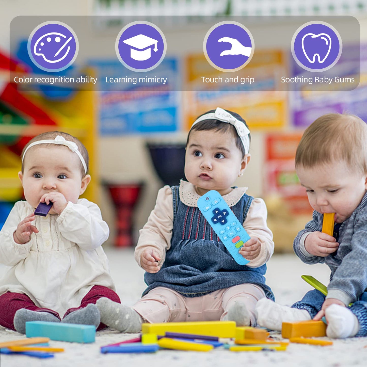 Chuya Remote Teethers Silicone Baby Teething Toys, TV Remote Teether for 3-6-12-18 Months Babies Infant Toddlers Teething Relief