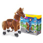 PonyCycle Official Classic U Series Ride on Horse Toy Plush Walking Animal Black Horse Size 3 for Age 3-5 Ux326
