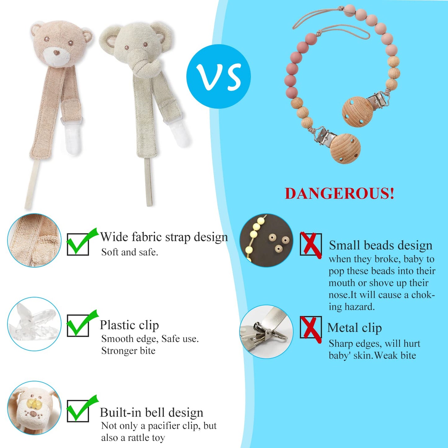 Cottonbebe Pacifier Clip, 2 Pack Baby Pacifier Holder For Boys And Girls Fits Many Pacifiers & Baby Teething Toys, Ideal Baby Gi