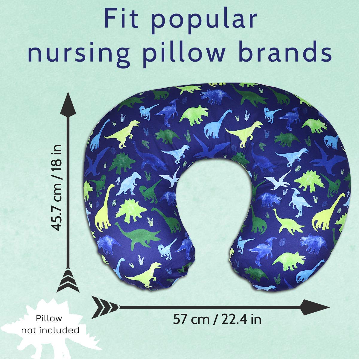 Dinosaur Nursing Pillow Cover, Breastfeeding Pillow Slipcover for Baby Boys & Girls, Nursing Pillow Case for Newborn, Soft Fabri