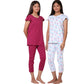 TotzTouch Girls Cotton Pyjama Set Printed T Shirt Capri Pant (3/4 th Pant) Night Dress (Pink Heart and Unicorn Design) Age 13 to