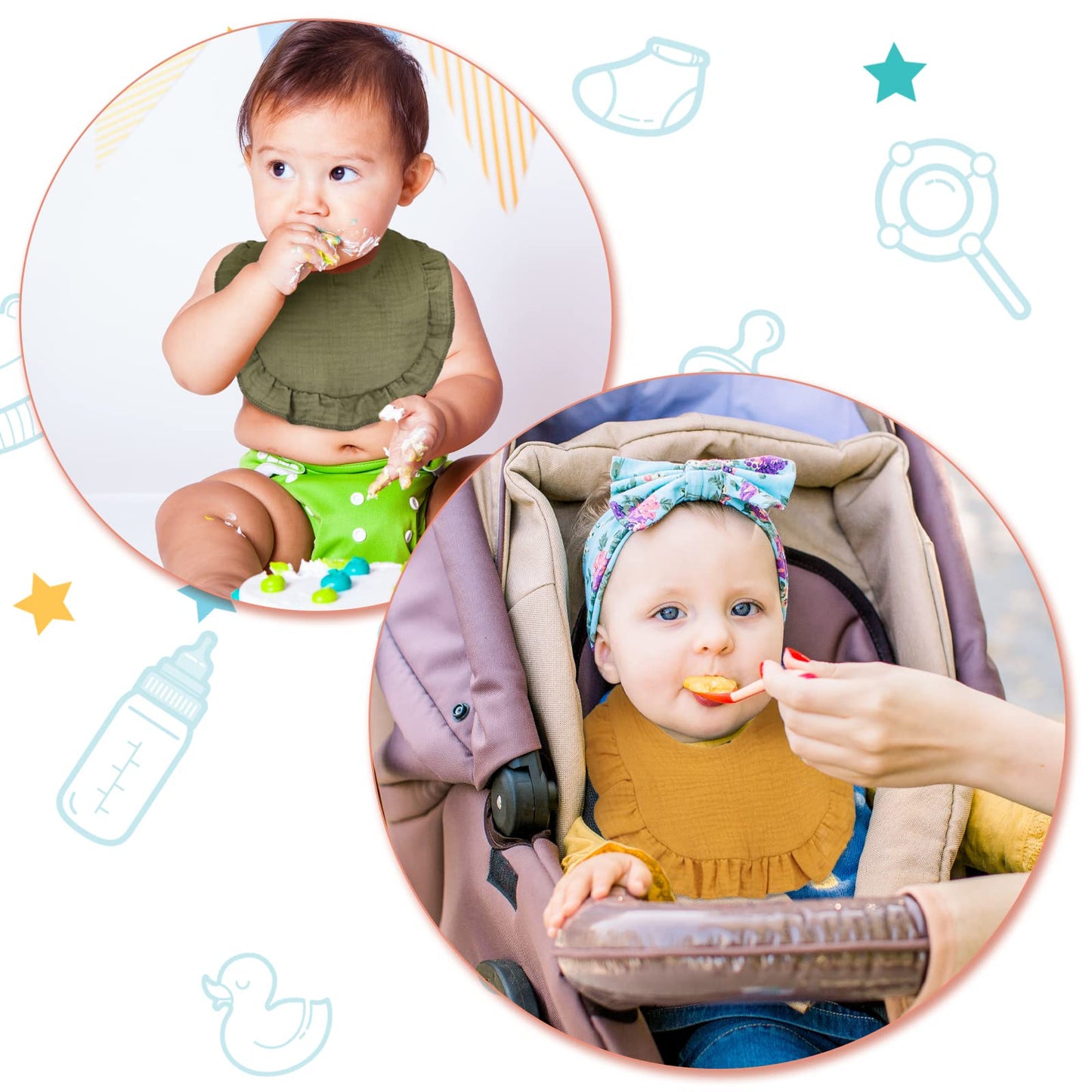 10 Pcs Baby Muslin Bibs Drool Bandana Soft Adjustable Baby Cotton Bibs For Newborn Baby Girl Boy Toddlers Infants Teething (Clas