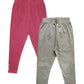 KiddoPanti Girls Solid Capri Legging with Stud Pack of 2, Burgundy & Grey Melange, 34Y