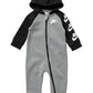 Nike Babys Futura Long Sleeve Full Zip Hooded Coverall (Dark Grey Heather(56F869-042)/Black, 3 Months)