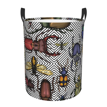Pevtufa Bright Insects Foldable Laundry Basket Organizer,Fabric Clothes Toy Storage Basket Nursery Hamper Storage Bin For Househ
