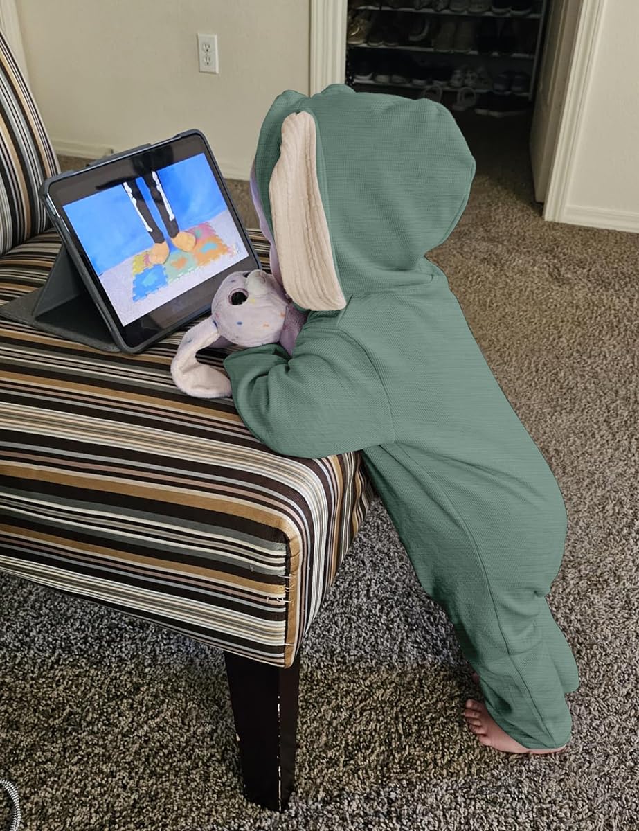 Agqt Baby Boys Bunny Costume 1St Easter Outfit Halloween Animal Costume One Piece Romper Rabbit Ear Bodysuits Hoodie Dark Green