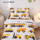 Ntbed 4 Pieces Construction Toddler Bedding Set For Baby Boys, Truck Vehicles Excavator Cars Printed, Includes Comforter, Flat S