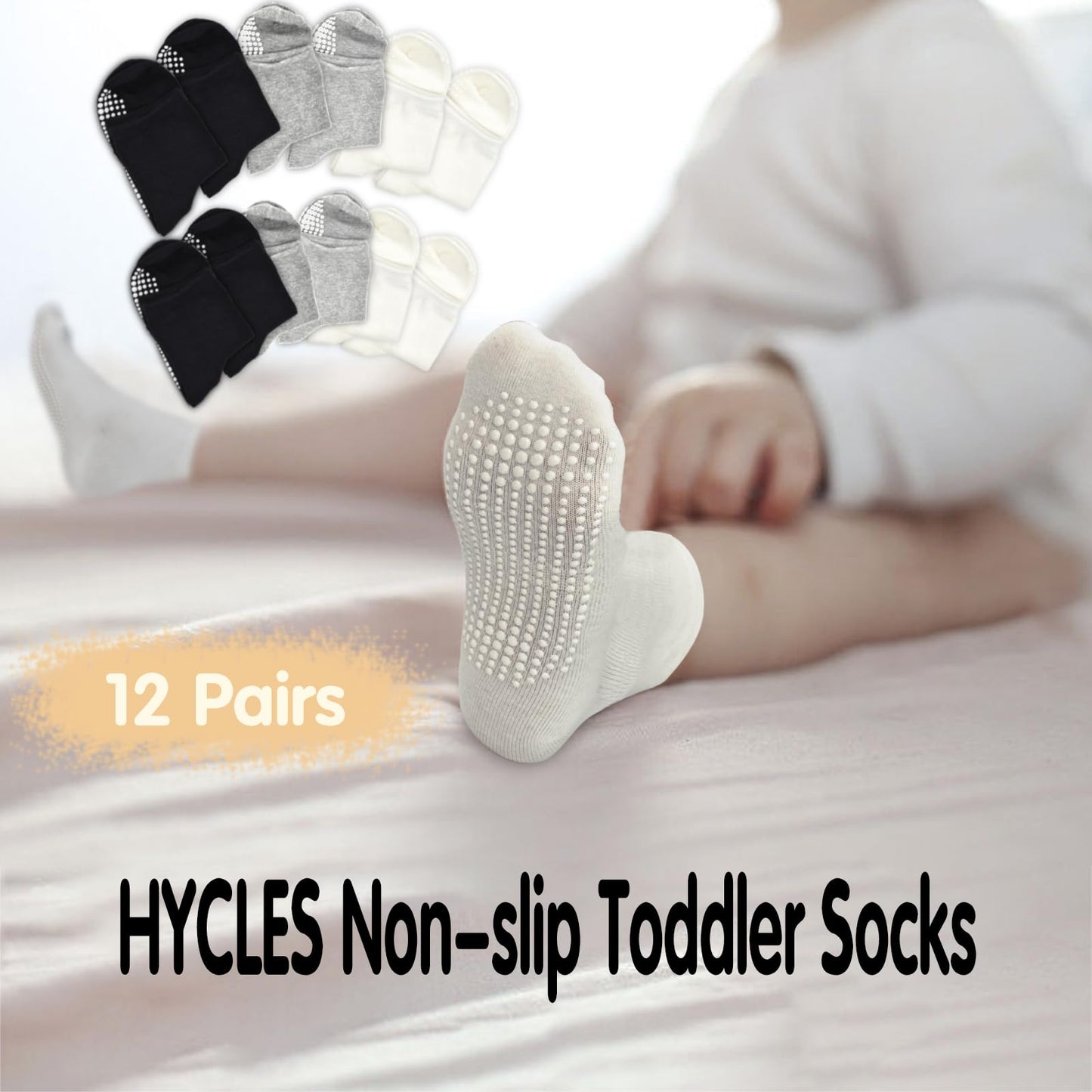 Hycles Non-Slip Toddler Socks With Grips Girls Grip Socks For 7-10 Years Kid Toddler Boys Anti Slip Sticky Sock