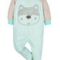 Gerber Baby Boys' 4 Pack Sleep 'N Play Footie, Aqua Fox, 0-3 Months