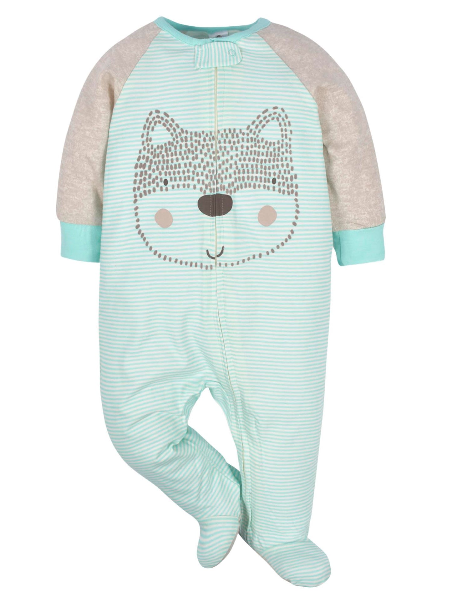 Gerber Baby Boys' 4 Pack Sleep 'N Play Footie, Aqua Fox, 0-3 Months