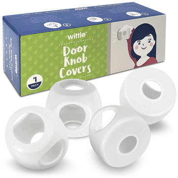 4-Pack Childproof Door Knob Covers - Easy To Install Child Safety Door Knob Cover With No Tools Needed - Reusable, White Baby Pr
