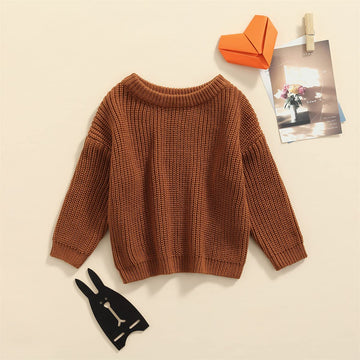 Afunbaby Baby Girl Boy Knit Sweater Blouse Pullover Sweatshirt Warm Crewneck Long Sleeve Tops For Infant Toddler (4-5T,A-Brown)